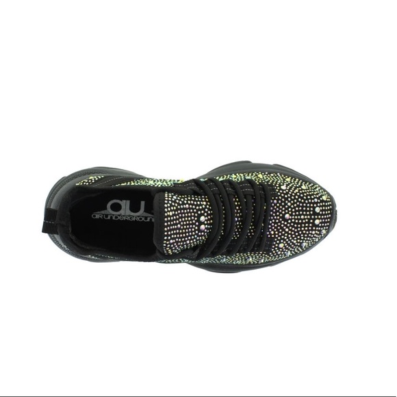 Women Black Bling Out Sneaker - Picture 4 of 5